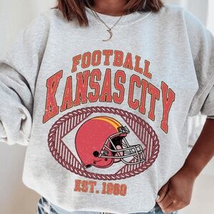 KC Kansas City Chiefs Pro Football Retro Graphic Crewneck Sweatshirt NEW